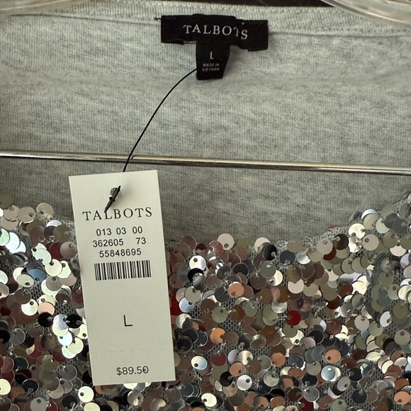 Talbots Silver Sequin Top - Picture 2 of 12